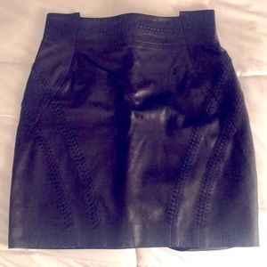 Beautiful black leather mini skirt